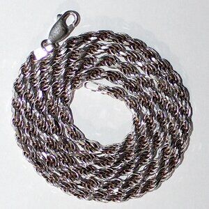 Sterling Silver Rope Chain Necklace 20 Inches 16 Grams